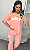 Літній жіночий костюм Nike з футболкою кораловий (трикотаж двунитка Туреччина), фото 7