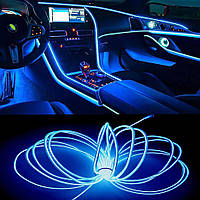 Підсвічування для салону авто від USB, 3м, Синя / Світлодіодна гнучка одноколірна стрічка для автомобіля