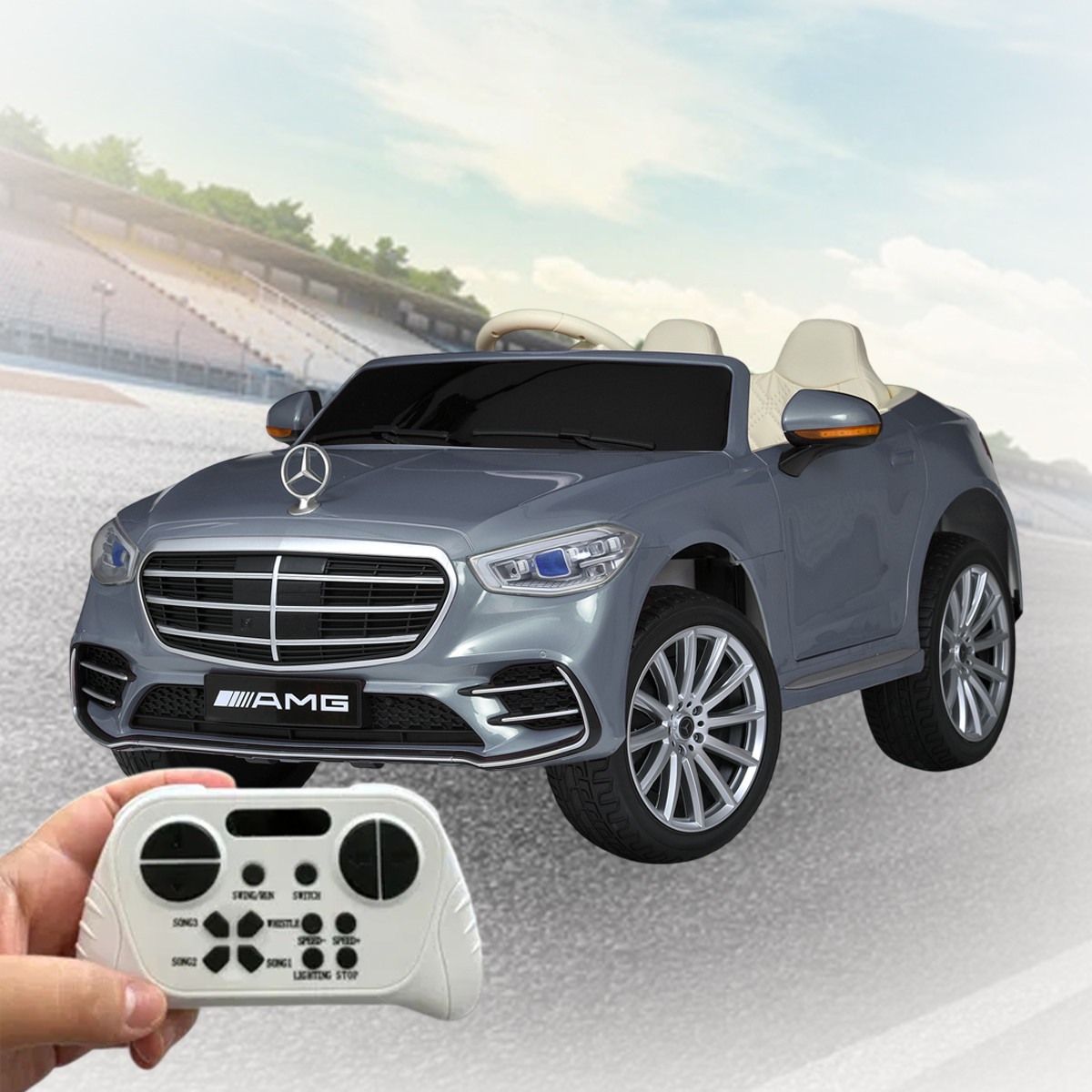 Одномісний дитячий електромобіль Mercedes-Maybach з пультом керування та USB Bambi M 6020EBLR-12 Сірий