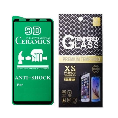 Протиударна захисна плівка Ceramics 9D для Samsung A605 Galaxy A6 Plus (2018) Full Glue (0.3 мм, 9D) чорна рамка