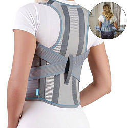 Бандаж для постави Alkom 1020. 1/70-83см. Напівжорсткий. Ребра жорсткості. Корсет постави спини. Коректор постави