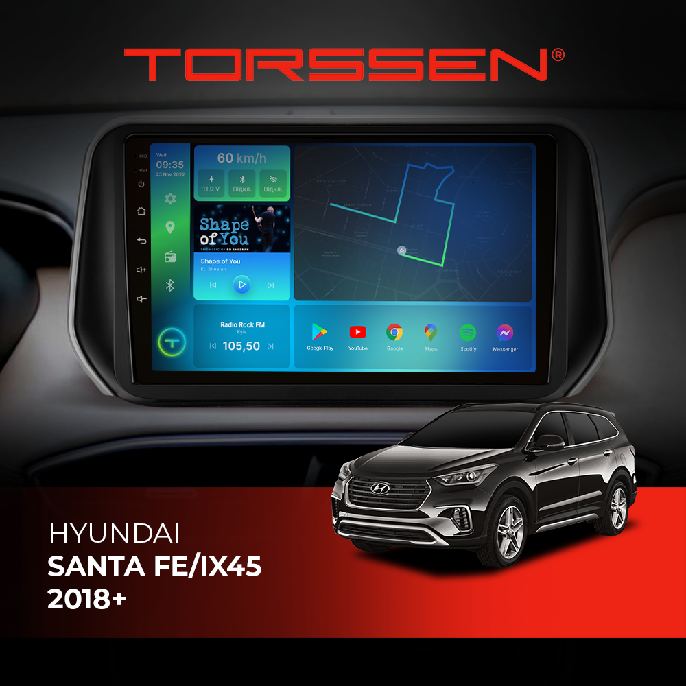 Штатна магнітола Torssen Hyundai Santa Fe/IX45 2018+ F108256 4G Carplay