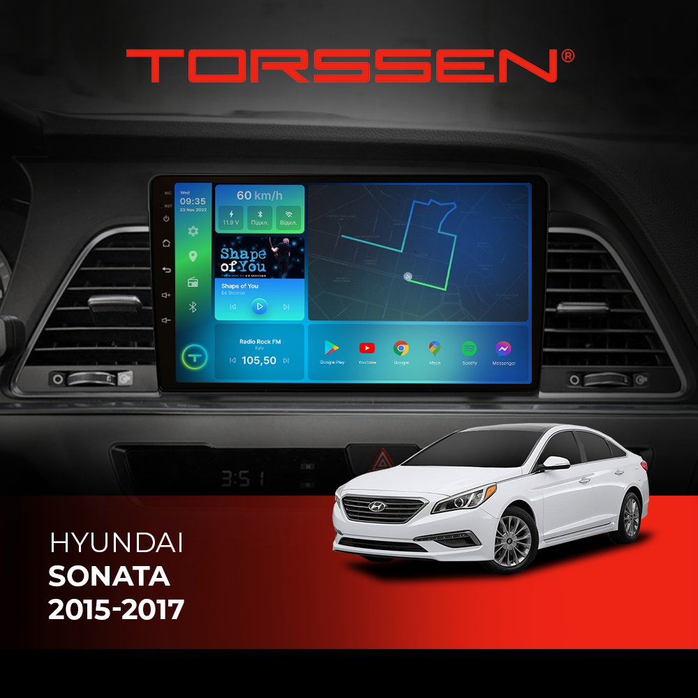 Штатна магнітола Torssen Hyundai Sonata 2015-2017 F98256 4G Carplay