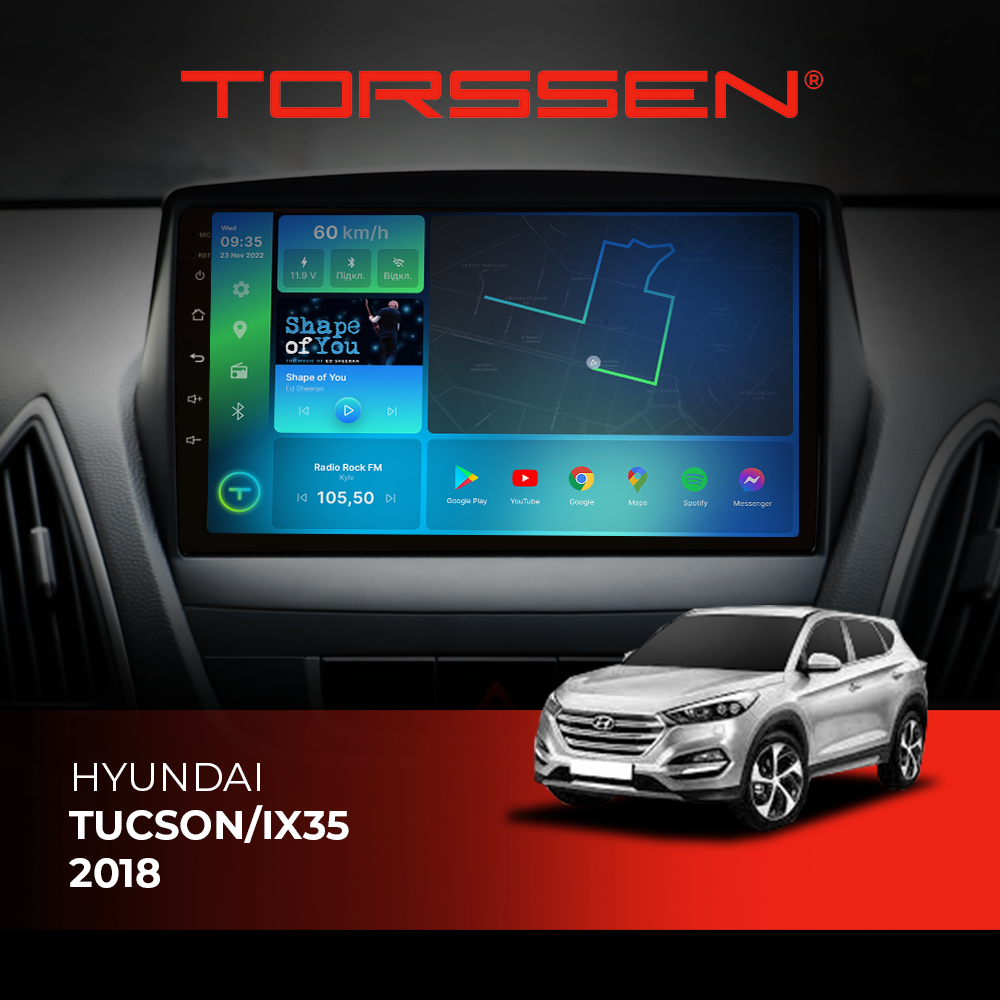 Штатна магнітола Torssen Hyundai Tucson/IX35 18- F96128 4G Carplay