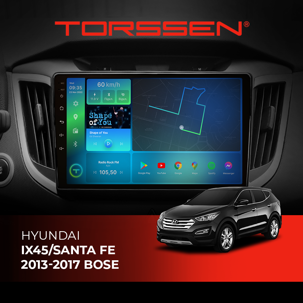 Штатна магнітола Torssen Hyundai IX45/Santa Fe 2013-2017 Bose F96128 4G Carplay