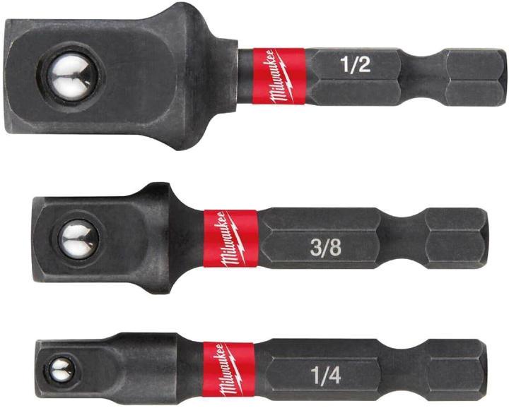 Milwaukee Перехідник, набір 3шт, 1/4",3/8",1/2", для торцевих головок, фото 1
