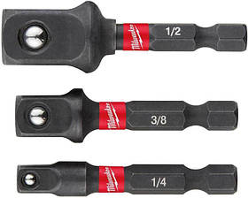 Milwaukee Перехідник, набір 3шт, 1/4",3/8",1/2", для торцевих головок