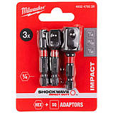 Milwaukee Перехідник, набір 3шт, 1/4",3/8",1/2", для торцевих головок, фото 2