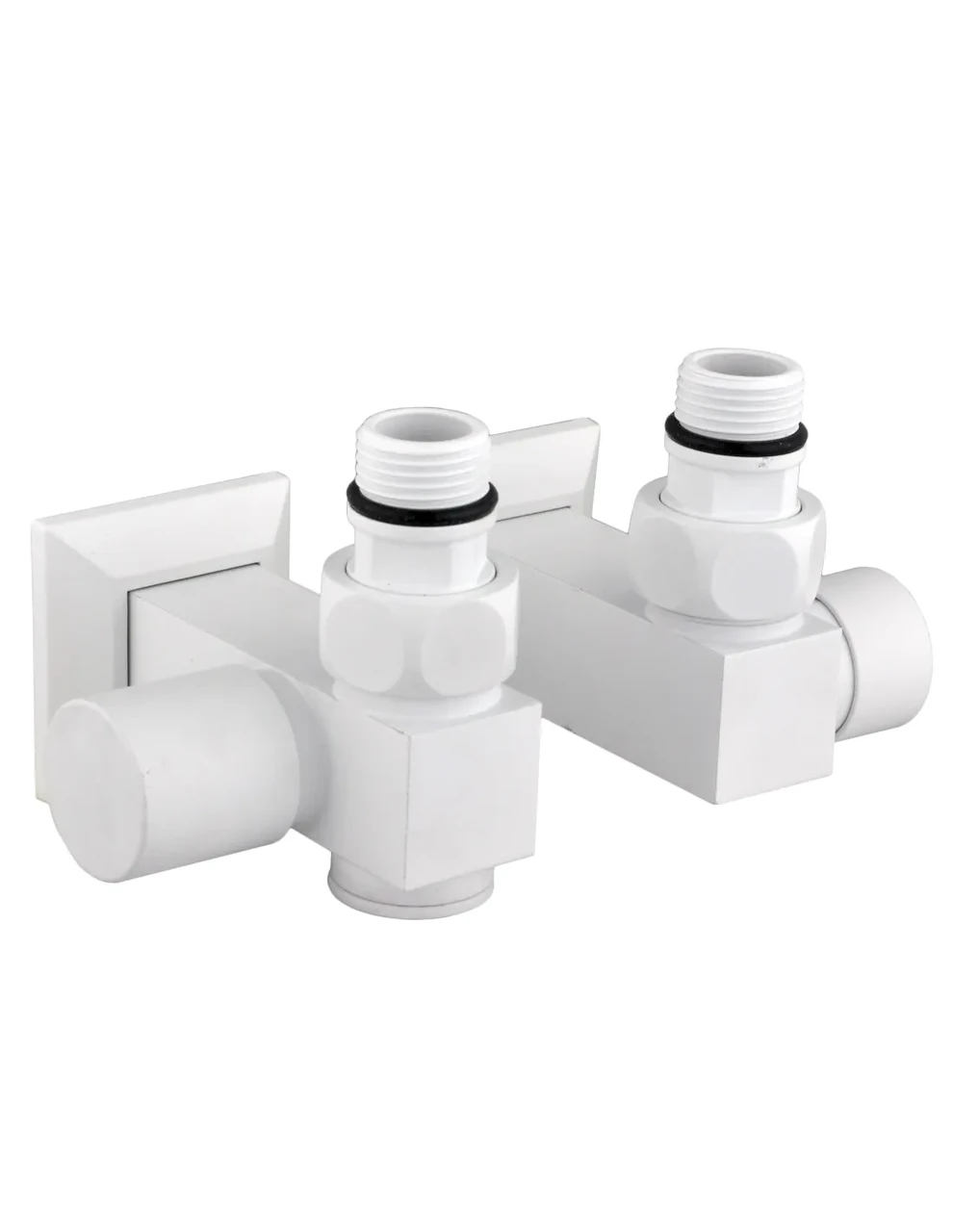 Кран вентильний кутовий з американкою Solomon LUX CUBE WHITE 8888_ТЕН 1/2", білий (набір 2 шт.)