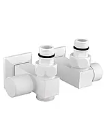 Кран вентильний кутовий з американкою Solomon LUX CUBE WHITE 8888_ТЕН 1/2", білий (набір 2 шт.)