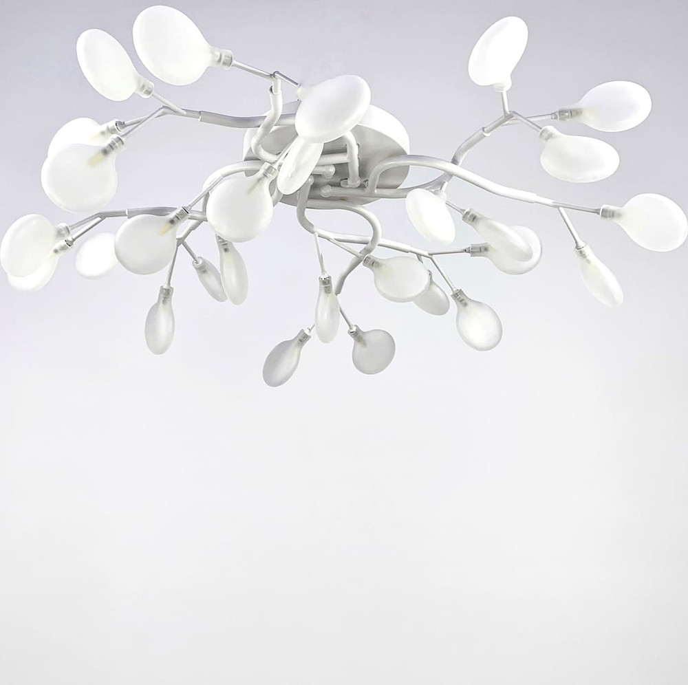Стельова люстра з плафонами-пелюстками на 28 ламп у білому корпусі | Line F | Арт. H686/28 NEW WT FR, фото 1
