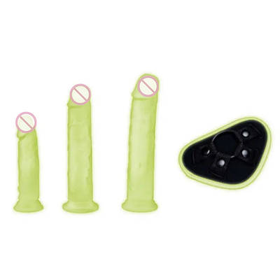 Страпон з 3 насадками Whipsmart Glow in the Dark світиться в темряві