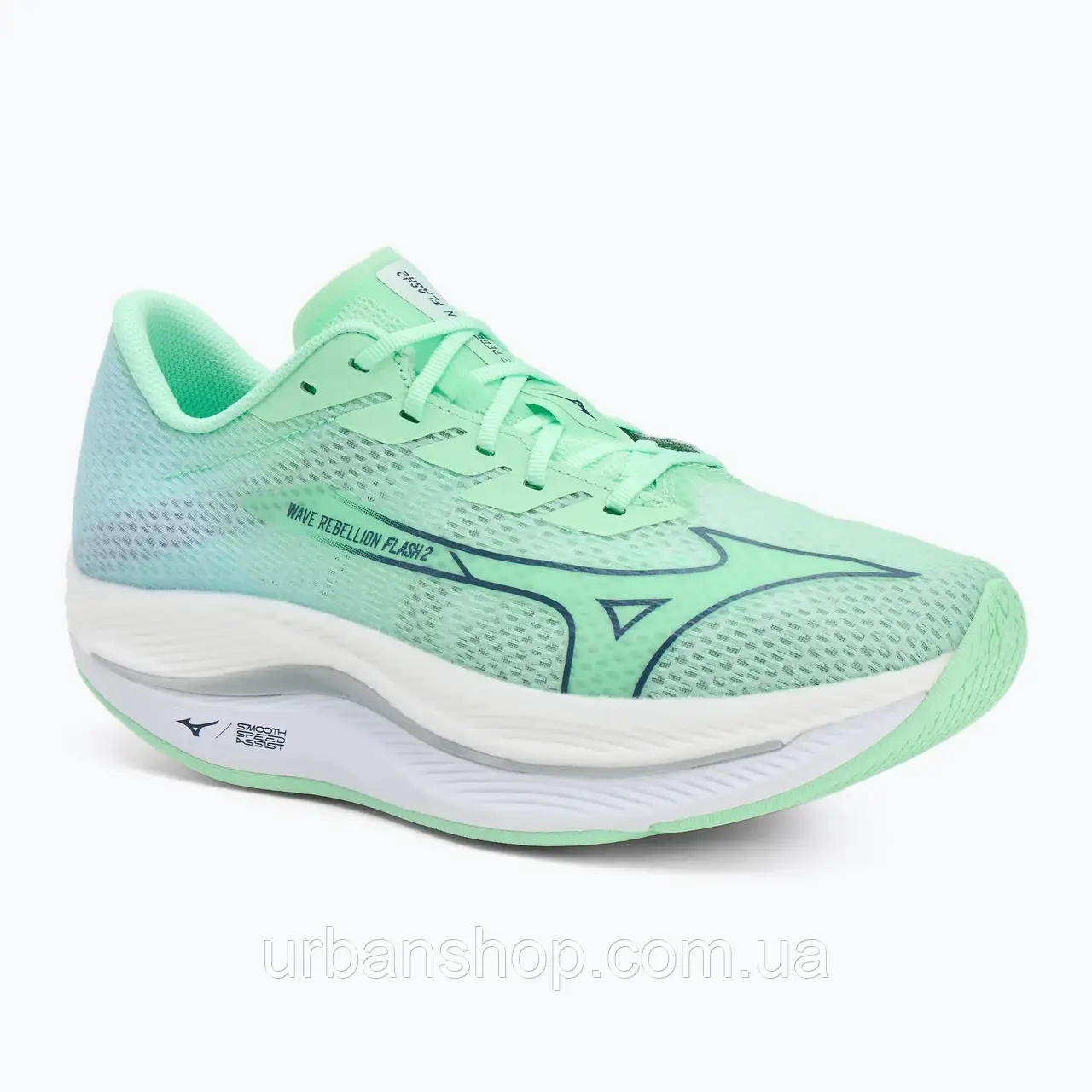 Urbanshop com ua Кросівки для бігу чоловічі Mizuno Wave Rebellion Flash 2 neo mint/vintage indigo/hint of mint