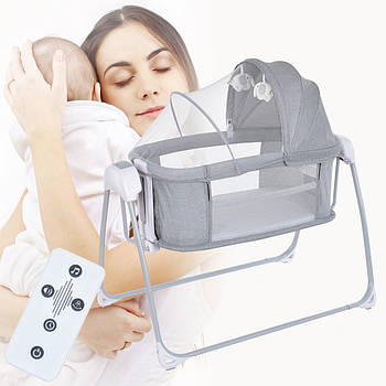 Приставне ліжечко для новонароджених з пультом керування та таймером Mastela 8901 Сірий