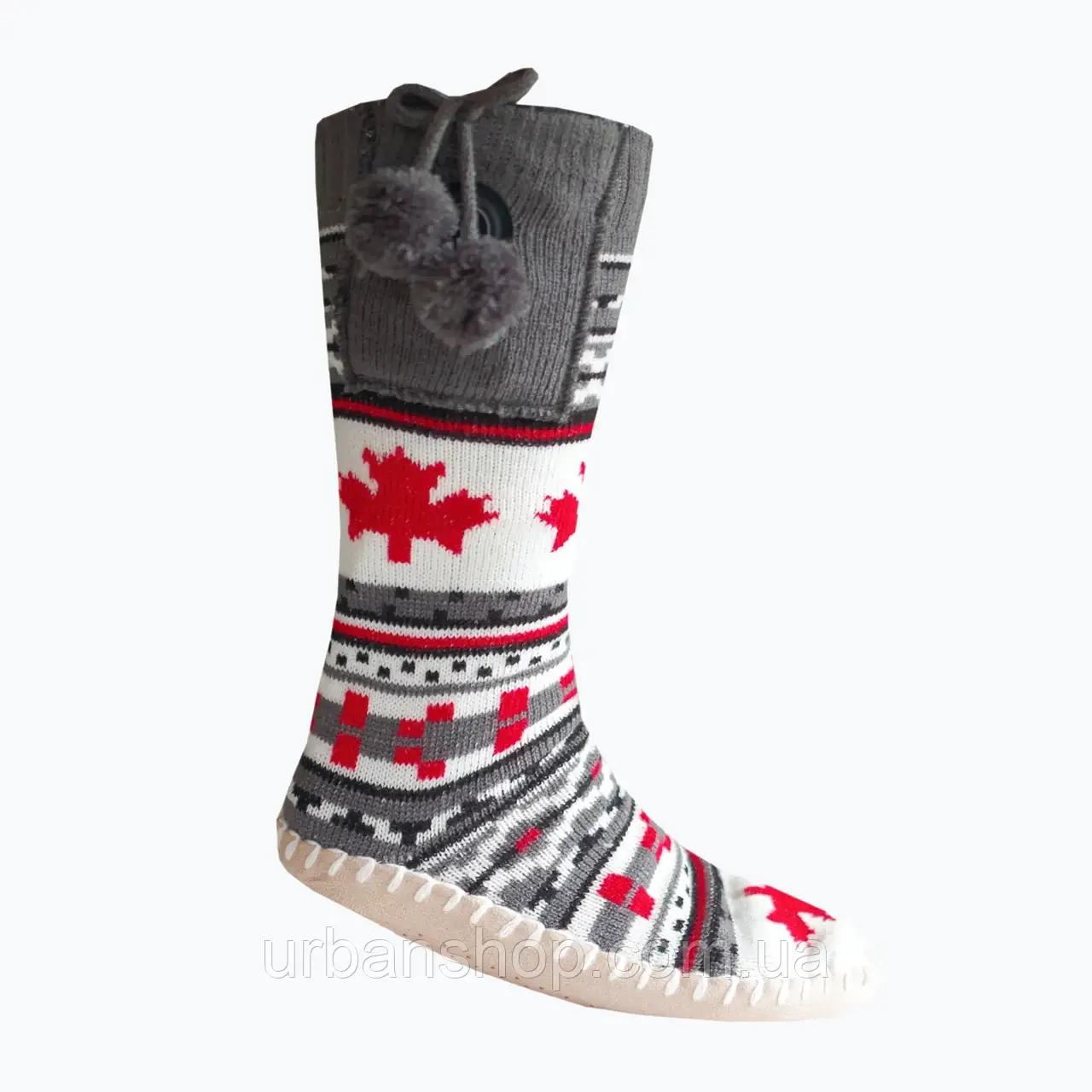 Urbanshop com ua Капці з підігрівом з шкарпетками Glovii GQ4 білий/червоний/сірий РОЗМІРИ ЗАПИТУЙТЕ