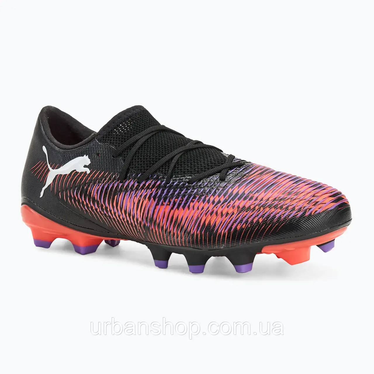 Urbanshop com ua Кросівки футбольні чоловічі PUMA Future 8 Match Low FG/AG puma black/ puma white/ glowing red