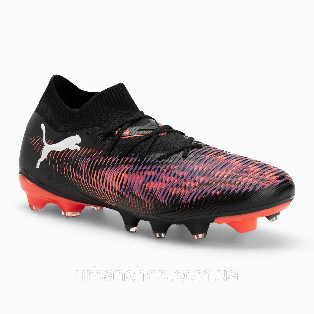 Urbanshop com ua Кросівки футбольні чоловічі PUMA Future 8 Match FG/AG puma black/puma white/glowing red