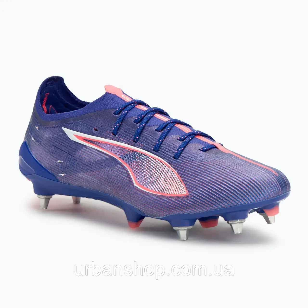 Urbanshop com ua Кросівки футбольні PUMA Ultra 5 Ultimate MxSG lapis lazuli/puma white/sunset glow РОЗМІРИ