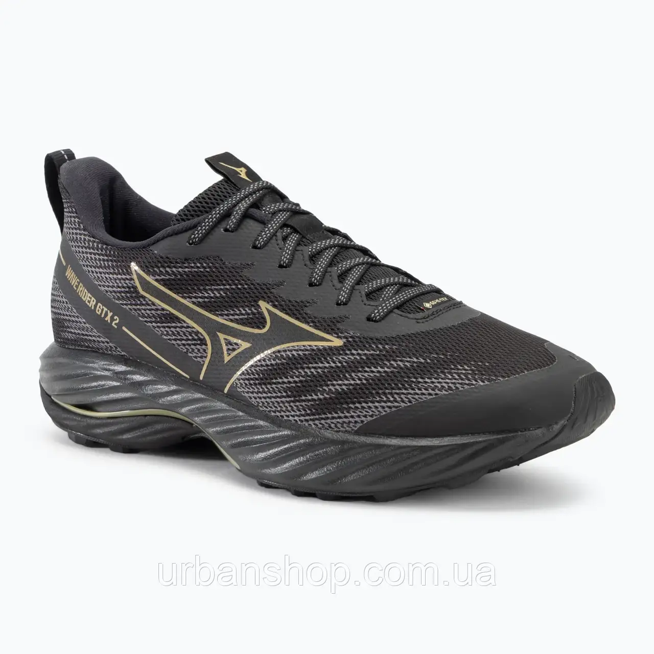 Urbanshop com ua Кросівки для бігу чоловічі Mizuno Wave Rider GTX 2 black/golden halo/quiet shade РОЗМІРИ