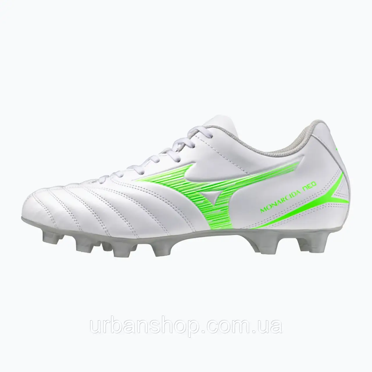 Urbanshop com ua Кросівки футбольні чоловічі Mizuno Monarcida Neo III Select Md white/neon green РОЗМІРИ