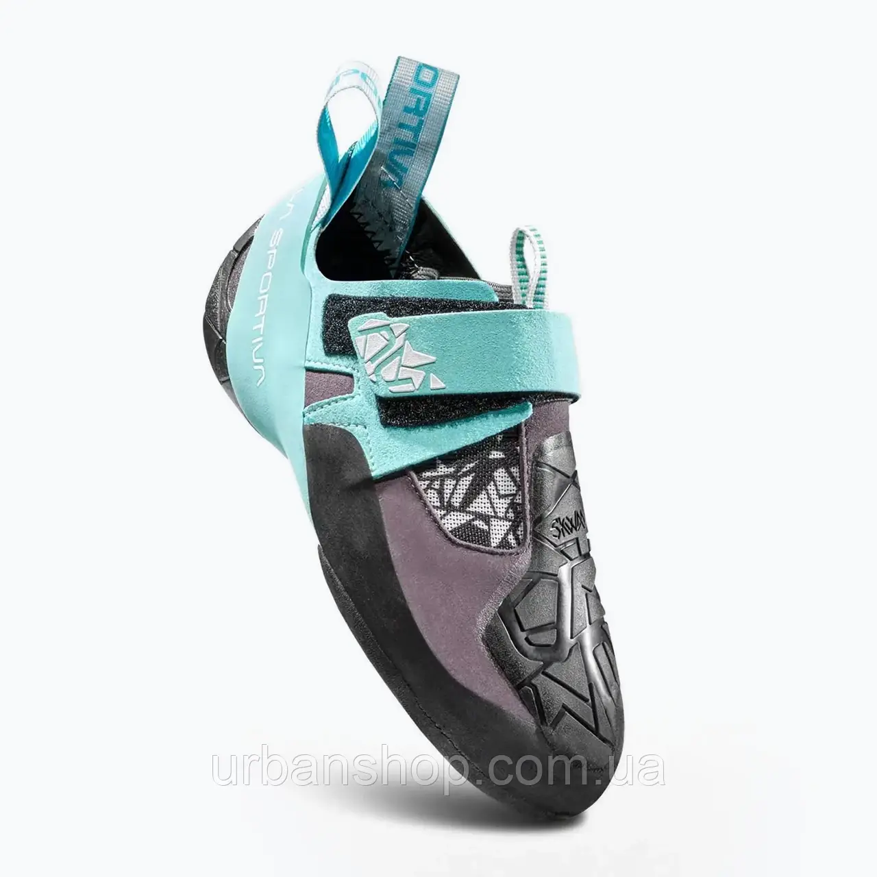Urbanshop com ua Взуття для скелелазіння жіноче La Sportiva Skwama Vegan carbon / turquoise РОЗМІРИ ЗАПИТУЙТЕ