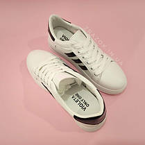 Кеды кроссовки белые экокожа сеточка с черными полосками и пяточкой летние на шнурках женские ды, фото 2