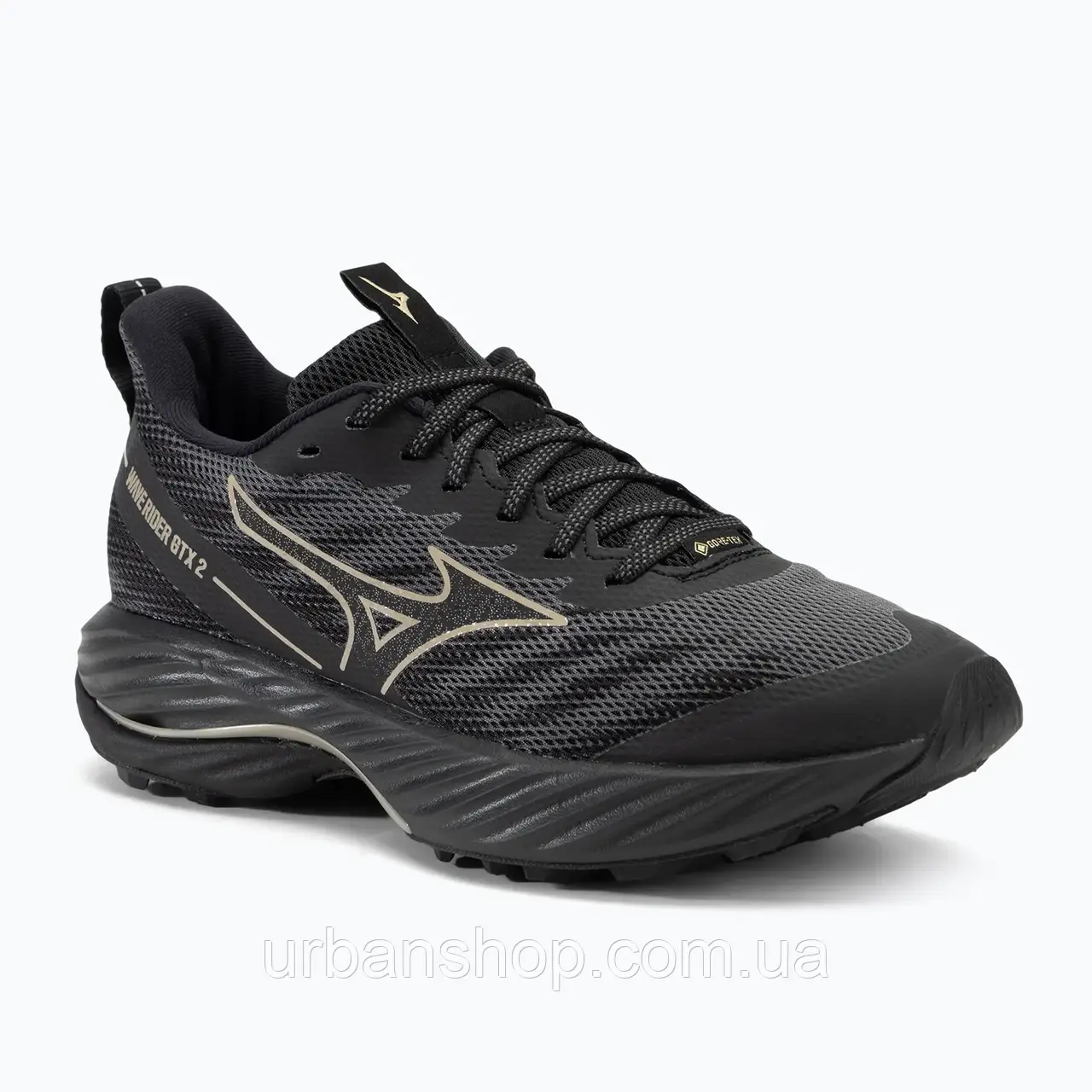 Urbanshop com ua Кросівки для бігу жіночі Mizuno Wave Rider GTX 2 iron gate/ge gold/black РОЗМІРИ ЗАПИТУЙТЕ