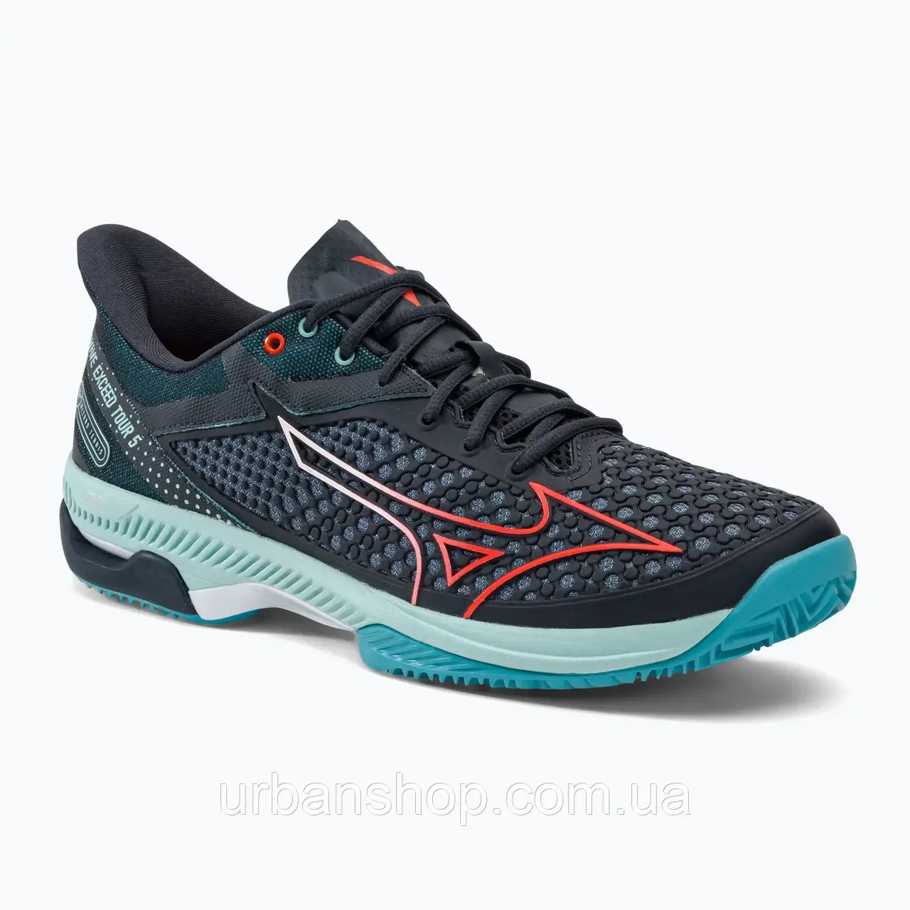 Urbanshop com ua Чоловічі тенісні туфлі Mizuno Wave Exceed Tour 5 CC collegiate blue/soleil/tanager бірюзові