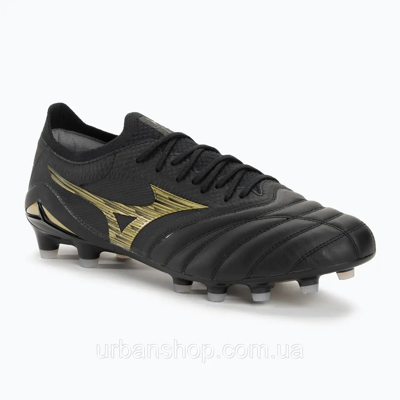 Urbanshop com ua Чоловічі футбольні бутси Mizuno Morelia Neo IV Beta JP MD чорний/золотий/чорний РОЗМІРИ