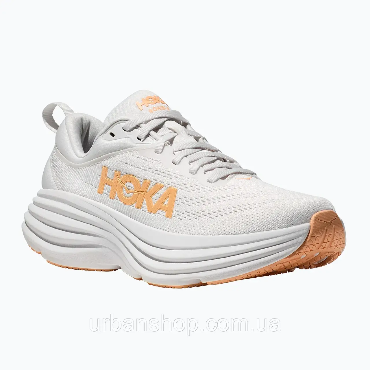 Urbanshop com ua Кросівки для бігу жіночі HOKA Bondi 8 white/cantaloupe РОЗМІРИ ЗАПИТУЙТЕ