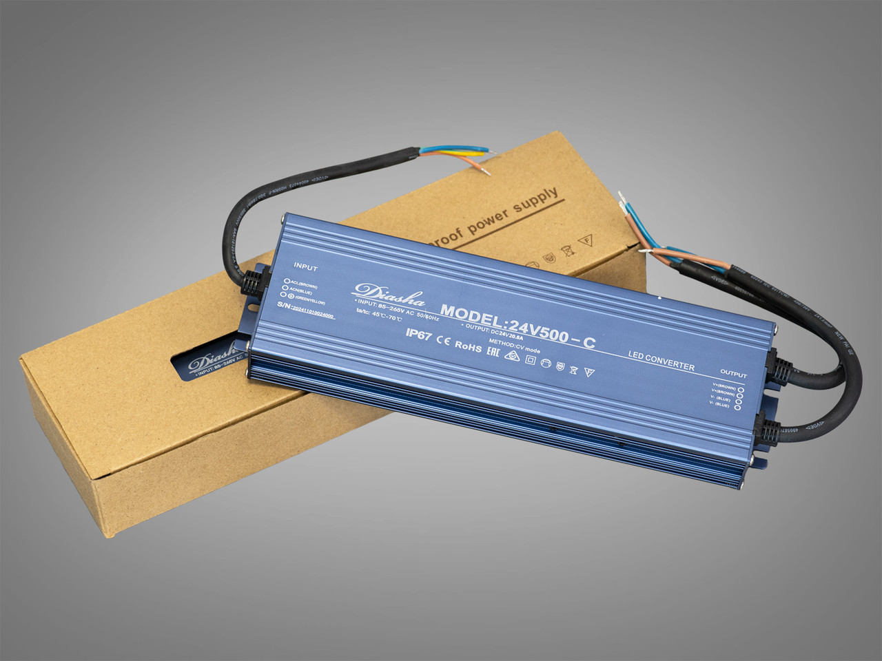 Блок живлення 24В, для підключення LED стрічки, 500Вт, 20.8А NP-24V-500W-IP67