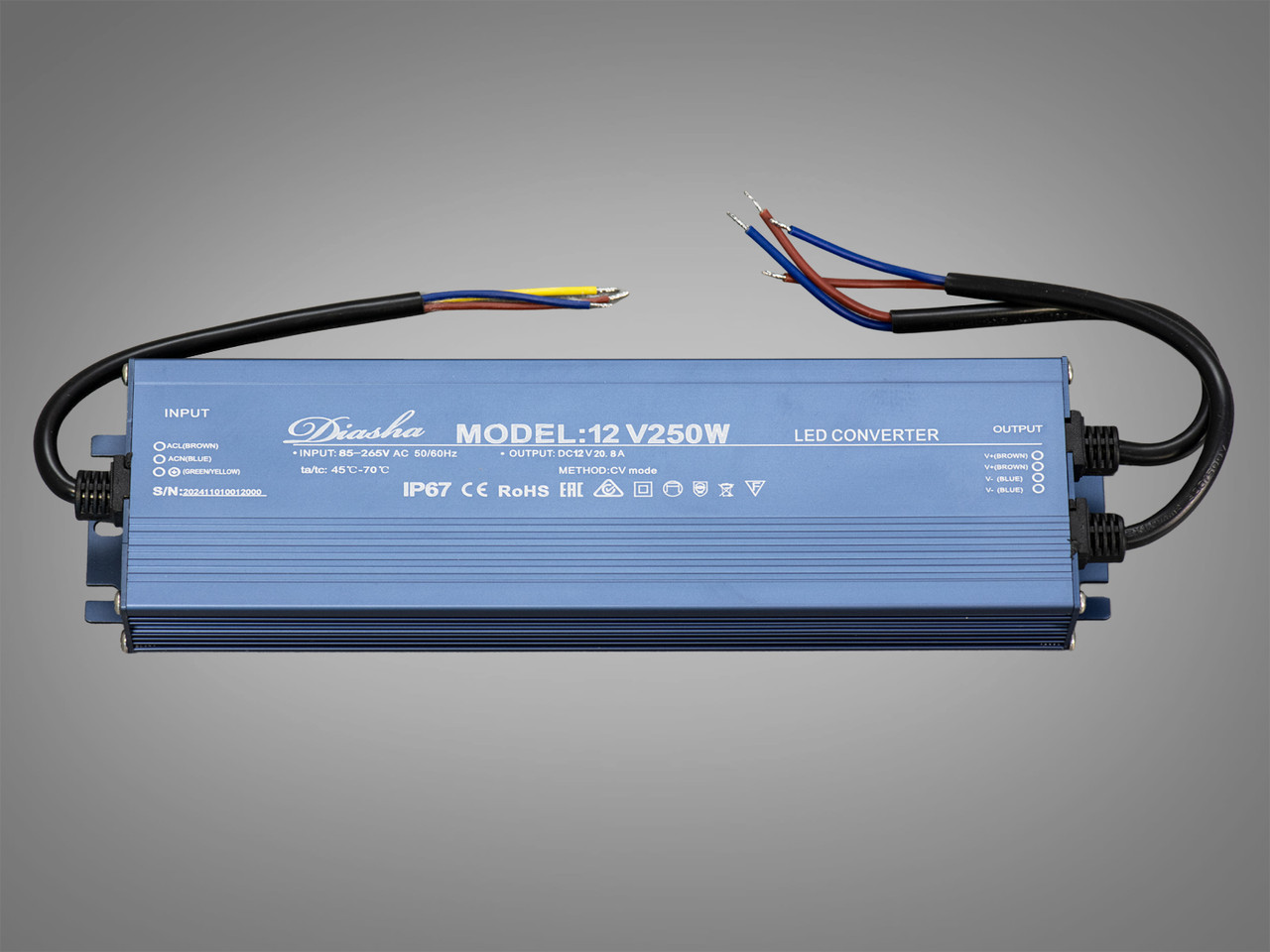 Блок живлення 12В, для підключення LED стрічки, 250Вт, 20.8А NP-12V-250W-IP67