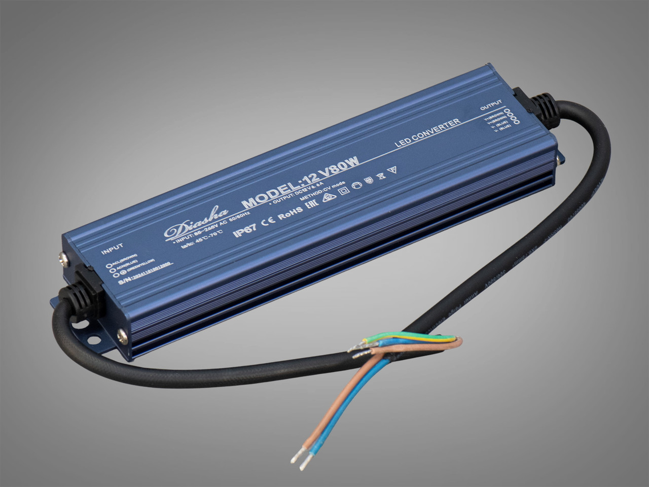 Блок живлення 12 в, для підключення LED стрічки, 80Вт, 6.67А NP-12V-80W-IP67