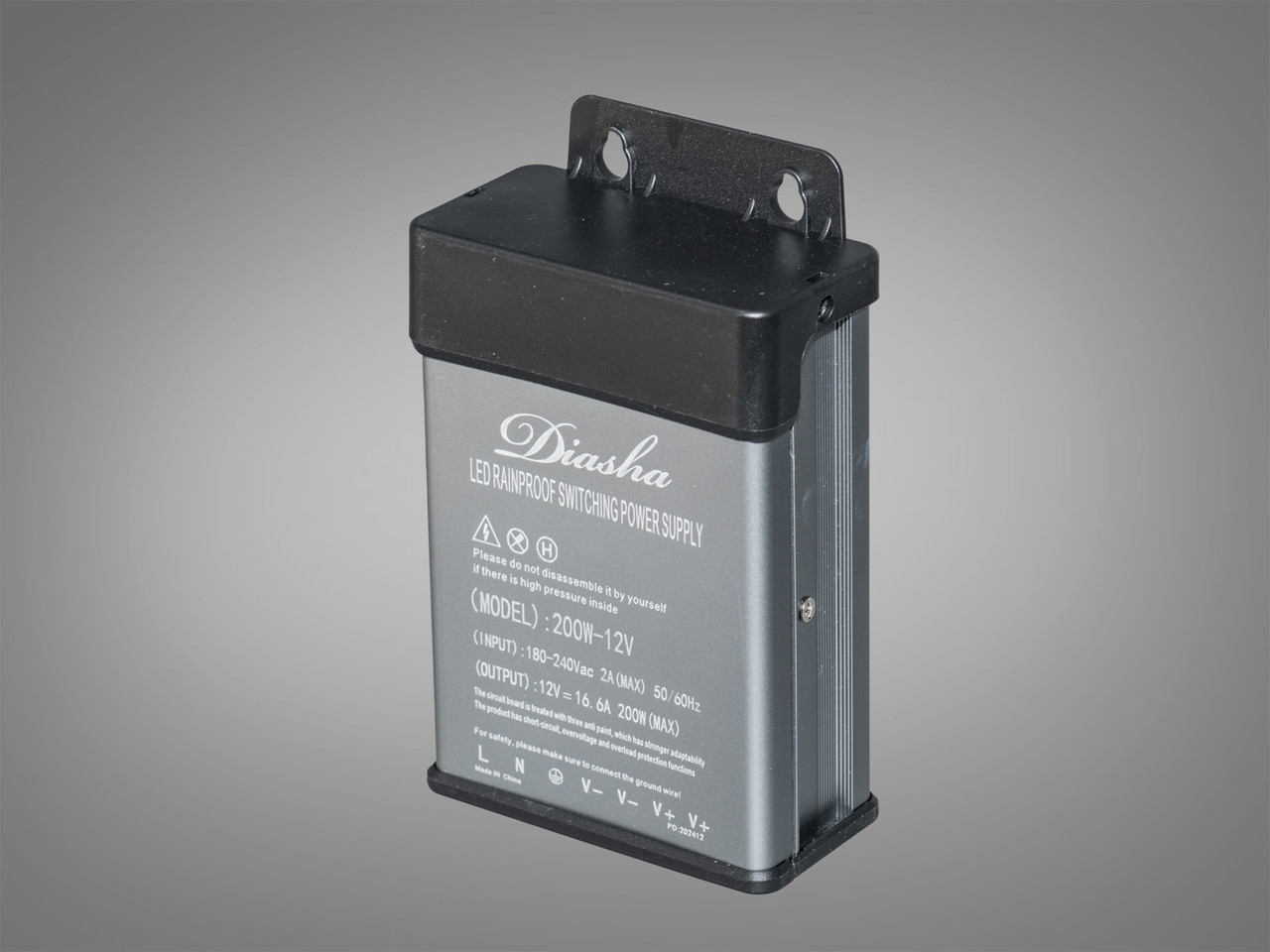 Блок живлення 12В, із захистом від дощу, 200Вт, 16.66А NPA-12V-200W-IP44