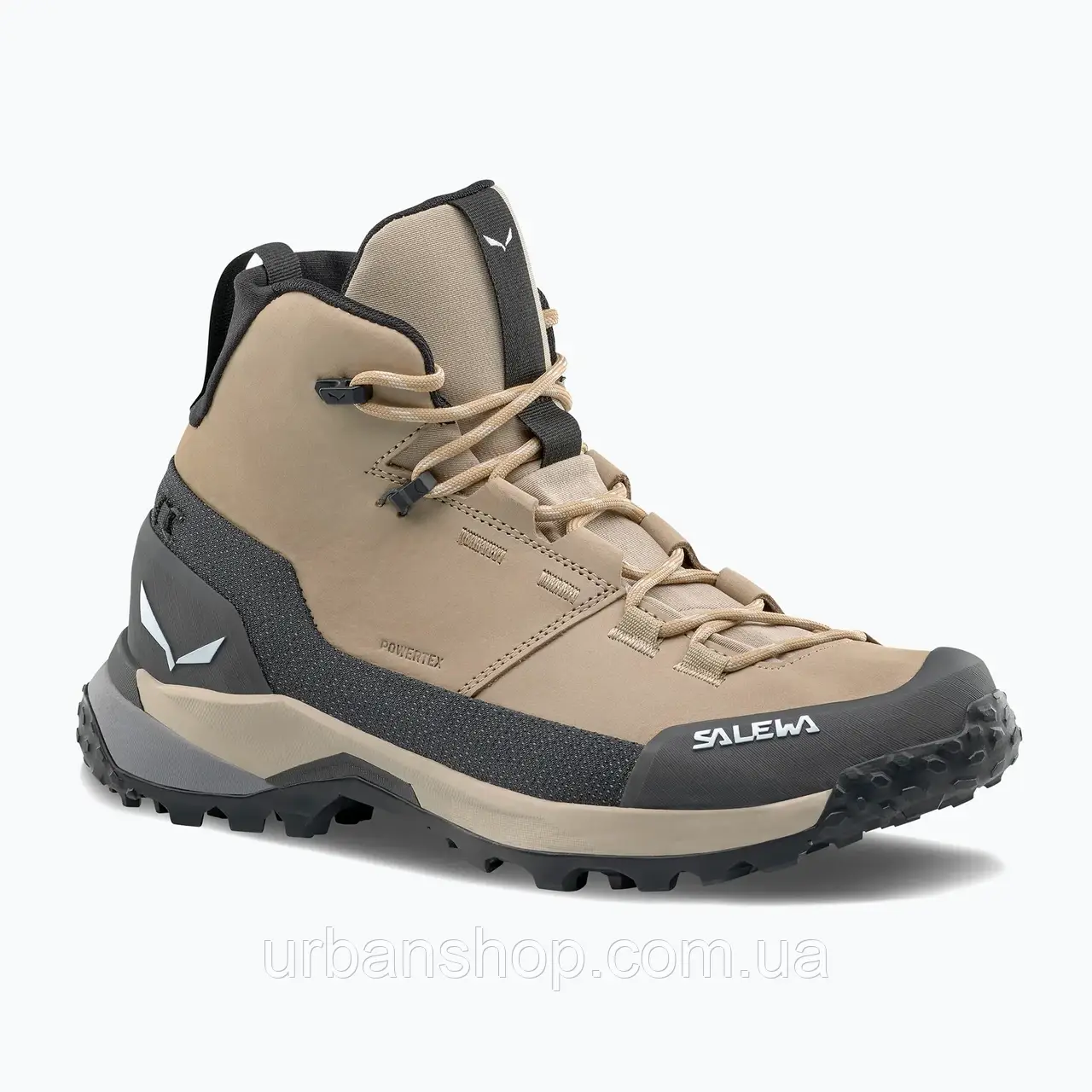 Urbanshop com ua Жіночі трекінгові черевики Salewa Puez Leather Mid Ptx quicksand / онікс РОЗМІРИ ЗАПИТУЙТЕ