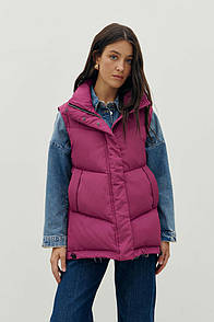 Жилет жіночий утеплений з кнопками фуксія Modna KAZKA MKRM4188-3