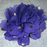 Шифоновий Бантик у золотий горох, 10 см, колір-фіолетовий, арт 09921, 1 шт, Фіолетовий