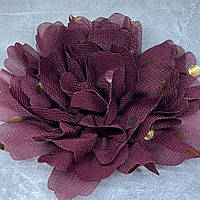 Шифоновий Бантик у золотий горох, колір- марсала, арт 016110, 1 шт, Марсала