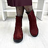 Черевики бордові замшеві на потовщеній підошві, фото 2