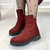 Черевики бордові замшеві на потовщеній підошві, фото 6