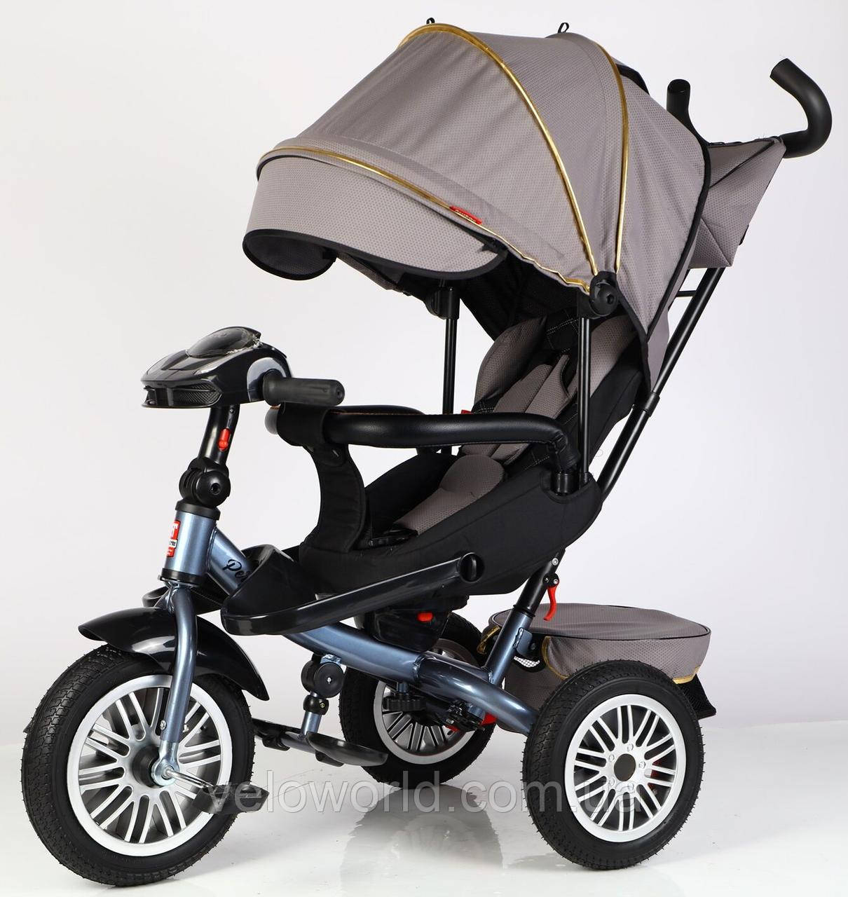 Велосипед триколісний BestTrike "Perfetto" поворотне сидіння, гумові колеса безкамерні, кошик, фара музична, USB, Bluetooth, в кор