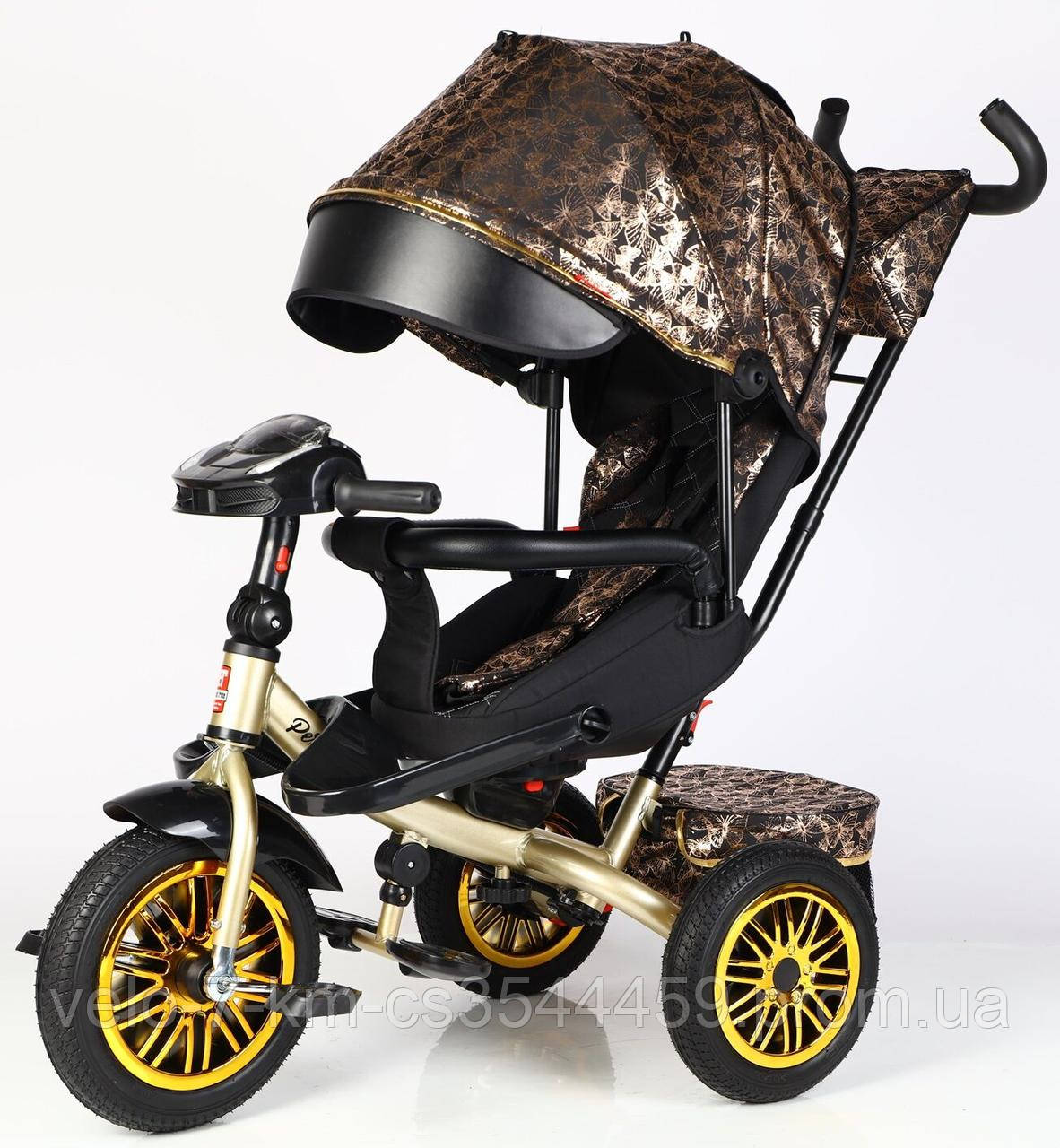 Велосипед триколісний BestTrike "Perfetto" поворотне сидіння, гумові колеса безкамерні, кошик, фара музична, USB, Bluetooth, в кор