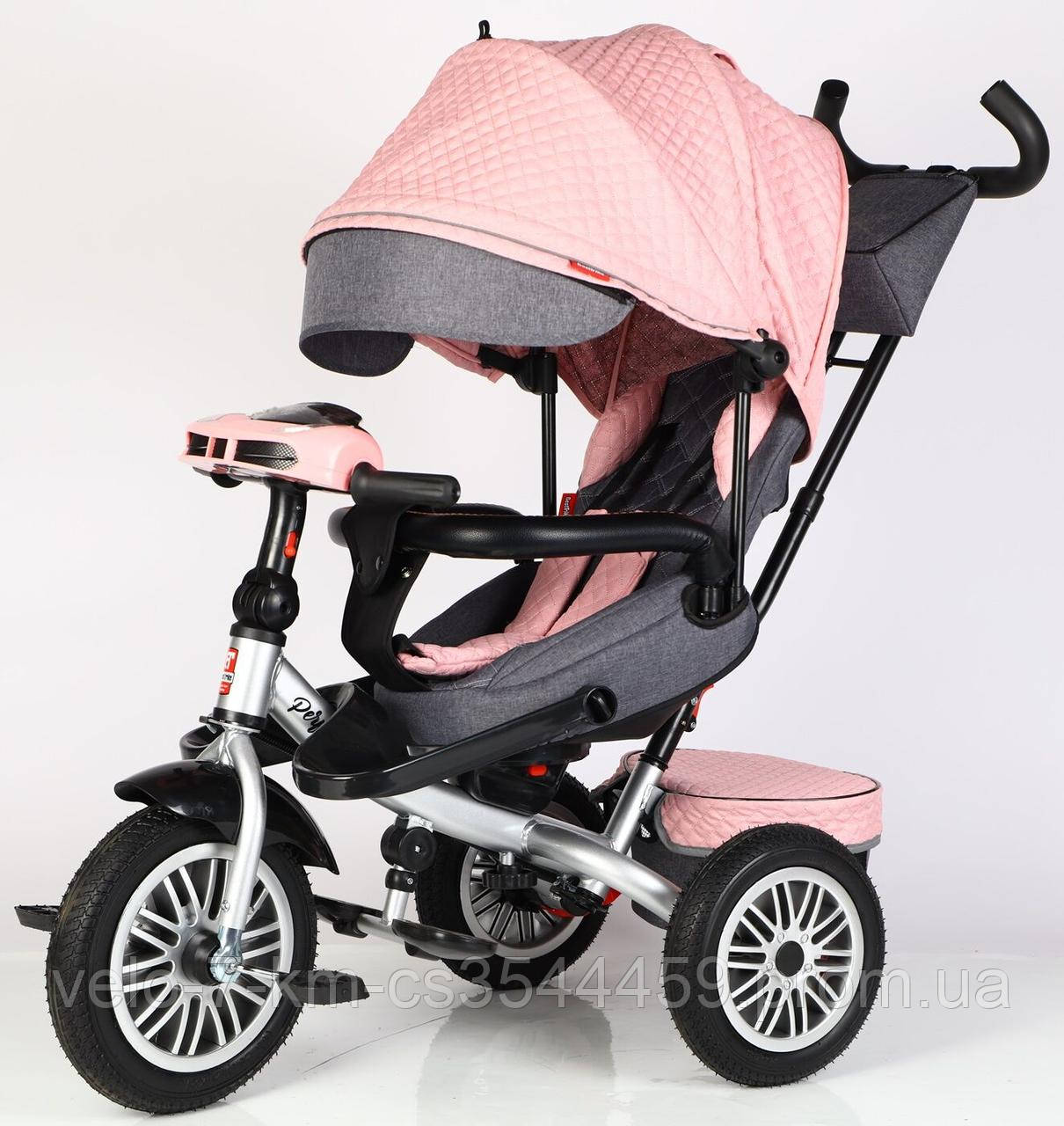Велосипед триколісний BestTrike "Perfetto" поворотне сидіння, гумові колеса безкамерні, кошик, фара музична, USB, Bluetooth, в кор