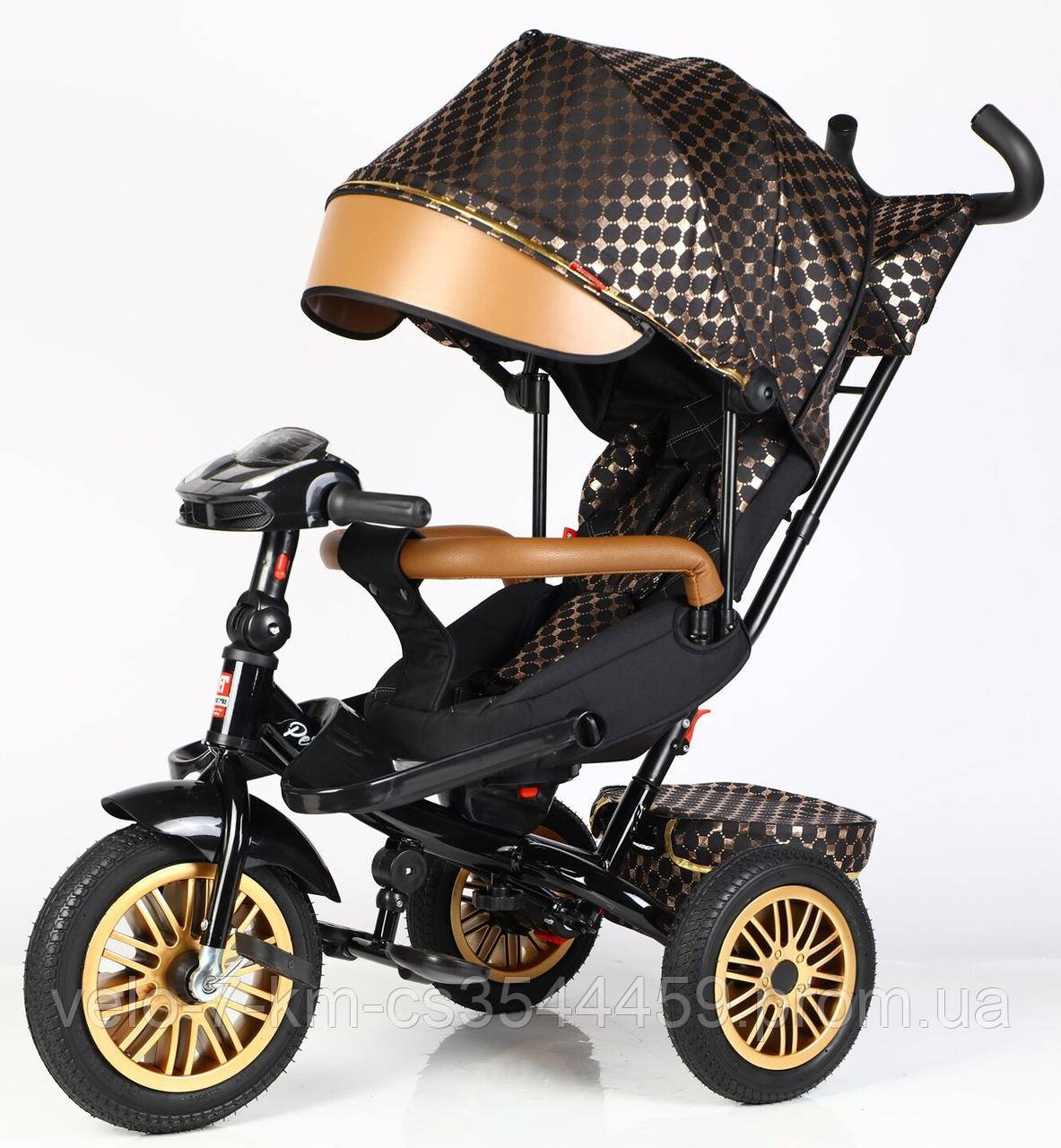 Велосипед триколісний BestTrike "Perfetto" поворотне сидіння, гумові колеса безкамерні, кошик, фара музична, USB, Bluetooth, в кор