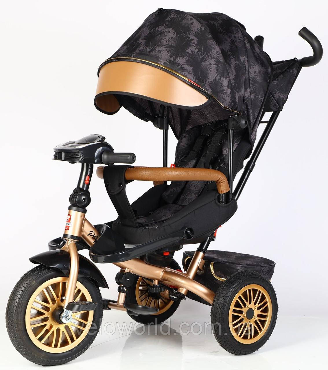 Велосипед триколісний BestTrike "Perfetto" поворотне сидіння, гумові колеса безкамерні, кошик, фара музична, USB, Bluetooth, в кор
