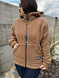 Куртка кофта тедді на блискавці з капюшоном демісезонна без підкладки, розмір 40/42, 42/44, 46/48, 50/52, 54/56, фото 5