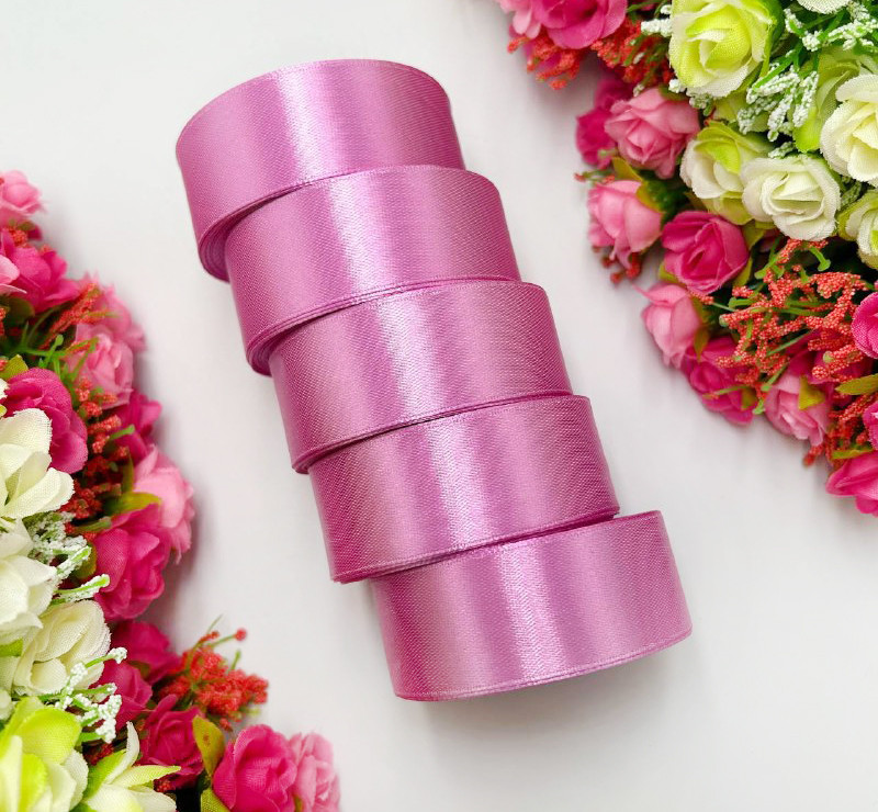 Атласна стрічка для рукоділля - 2,5 см x 23 м (опт, 5 рулонів) / Фіалковий, фото 1