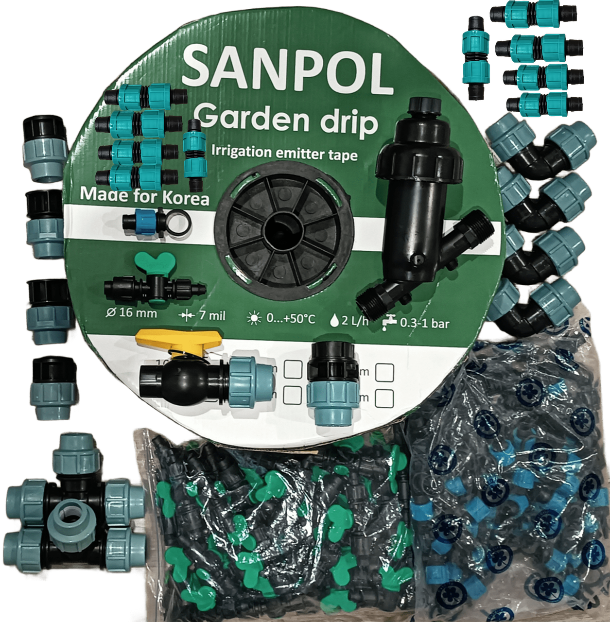 Набір для крапельного поливу "Садівник 1000" + Фітинги для 32 ПЕТ труби з Краном