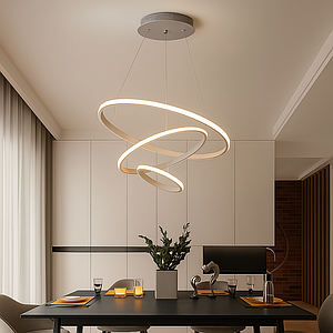 Біла підвісна світлодіодна Led-люстра на три кільця до 15 м² LATTE 75W 3R WHITE