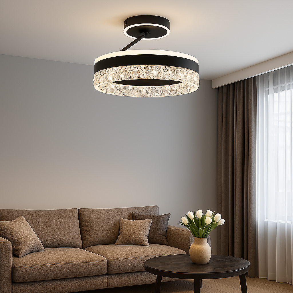 Led люстра до 18 м2 кругла чорний корпус 90W STELLA З ICE 2R BLACK/WHITE